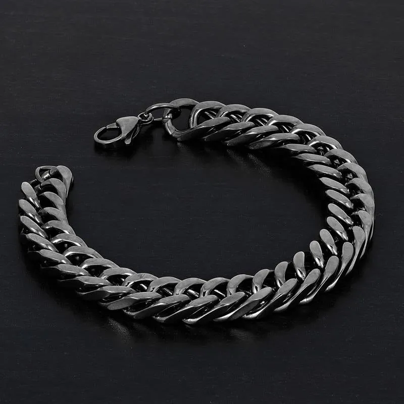 Crucible Los Angeles Polished Stainless Steel Curb Chain 10mm Wide Bracelet