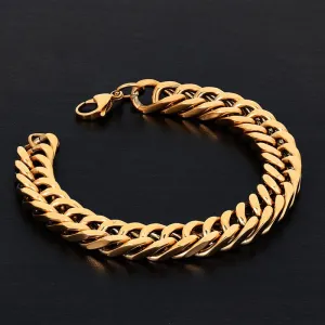 Crucible Los Angeles Polished Stainless Steel Curb Chain 10mm Wide Bracelet