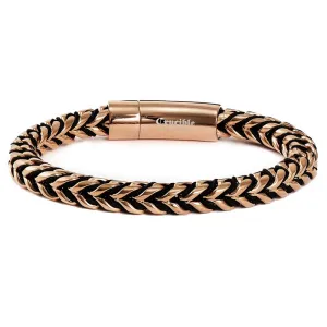Crucible Los Angeles Rose Gold Polished 8mm Stainless Steel Franco Chain Bracelet with Black Nylon Cord - 8"