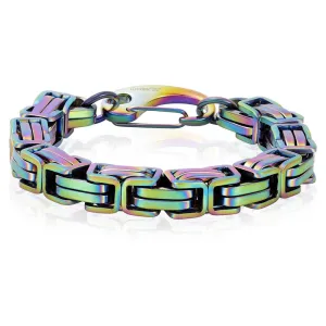 Crucible Los Angeles Stainless Steel Byzantine Chain Bracelet 11mm Wide - 10"