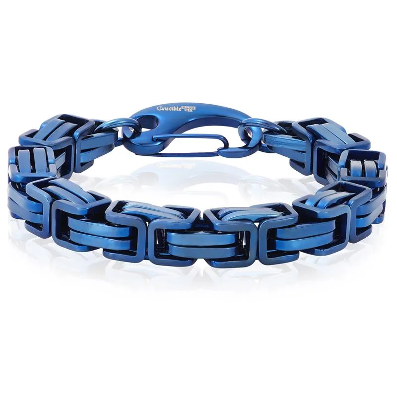Crucible Los Angeles Stainless Steel Byzantine Chain Bracelet 11mm Wide - 10"