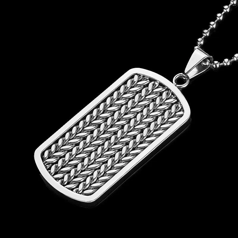 Crucible Los Angeles Stainless Steel Cable Inlay Dog Tag Pendant