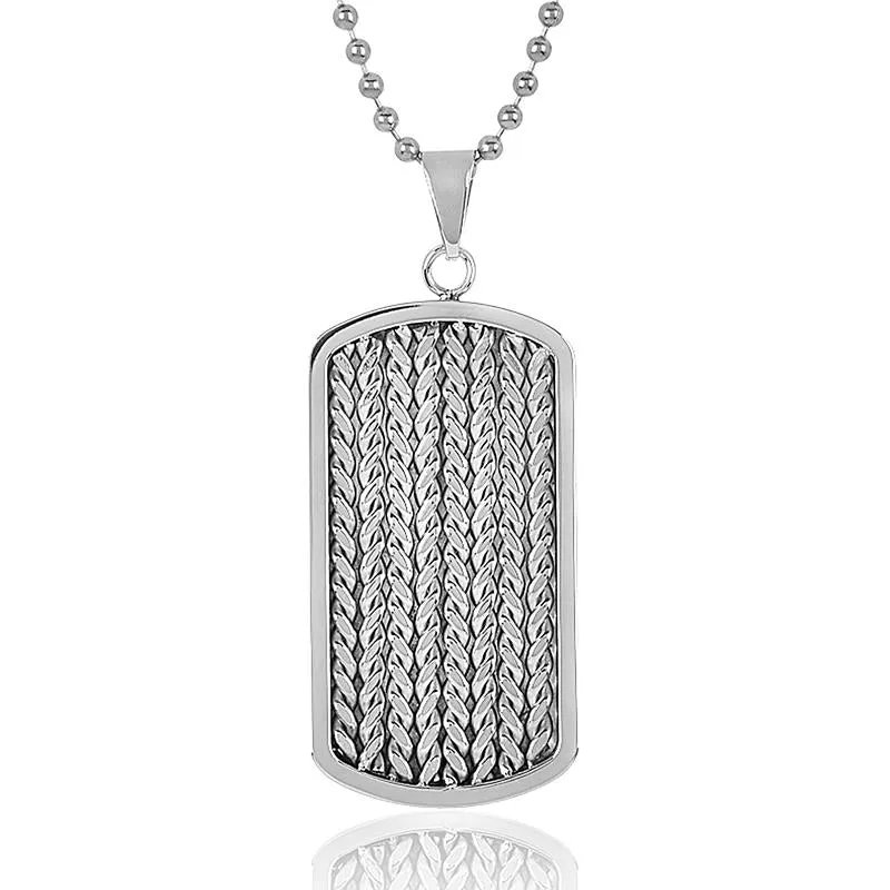 Crucible Los Angeles Stainless Steel Cable Inlay Dog Tag Pendant