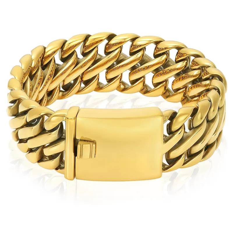 Crucible Los Angeles Stainless Steel Fancy Wide Curb Link Bracelet 23mm Wide - 8.5"