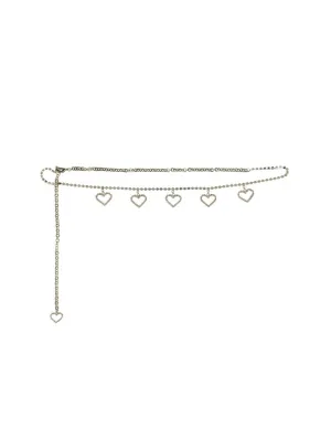 Crystal Belt With Heart Pendants