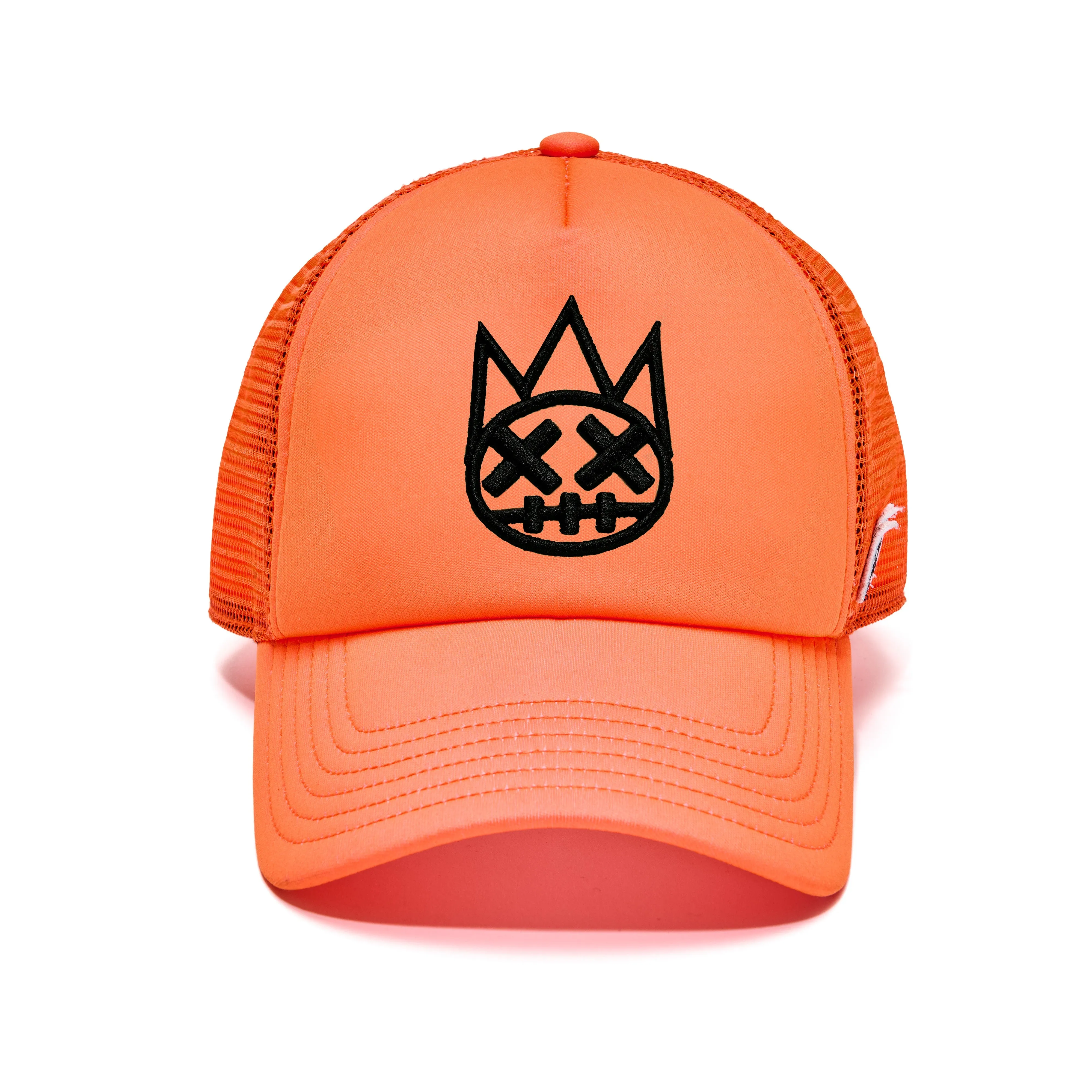 Cult's Clean Shimuchan Logo Mesh Back Trucker Hat in Coral
