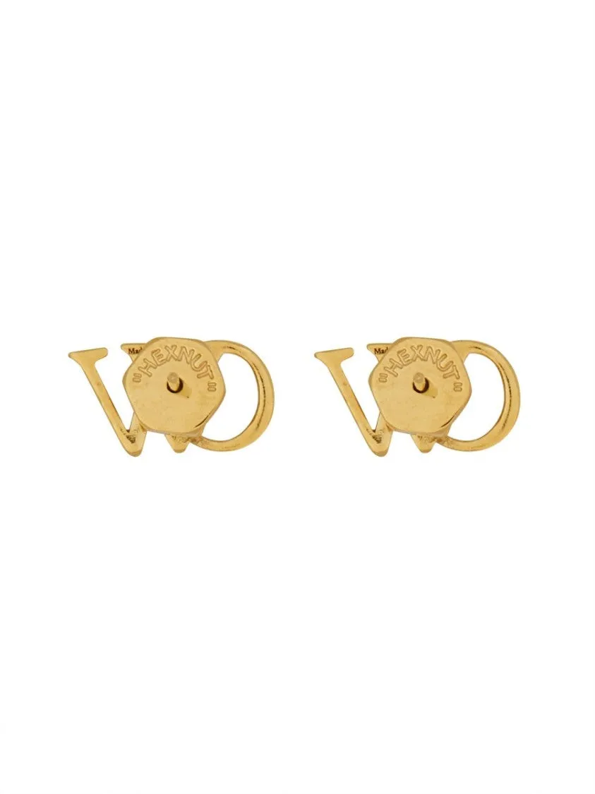 Distinctive Logo Earrings With Crystal Embellishments