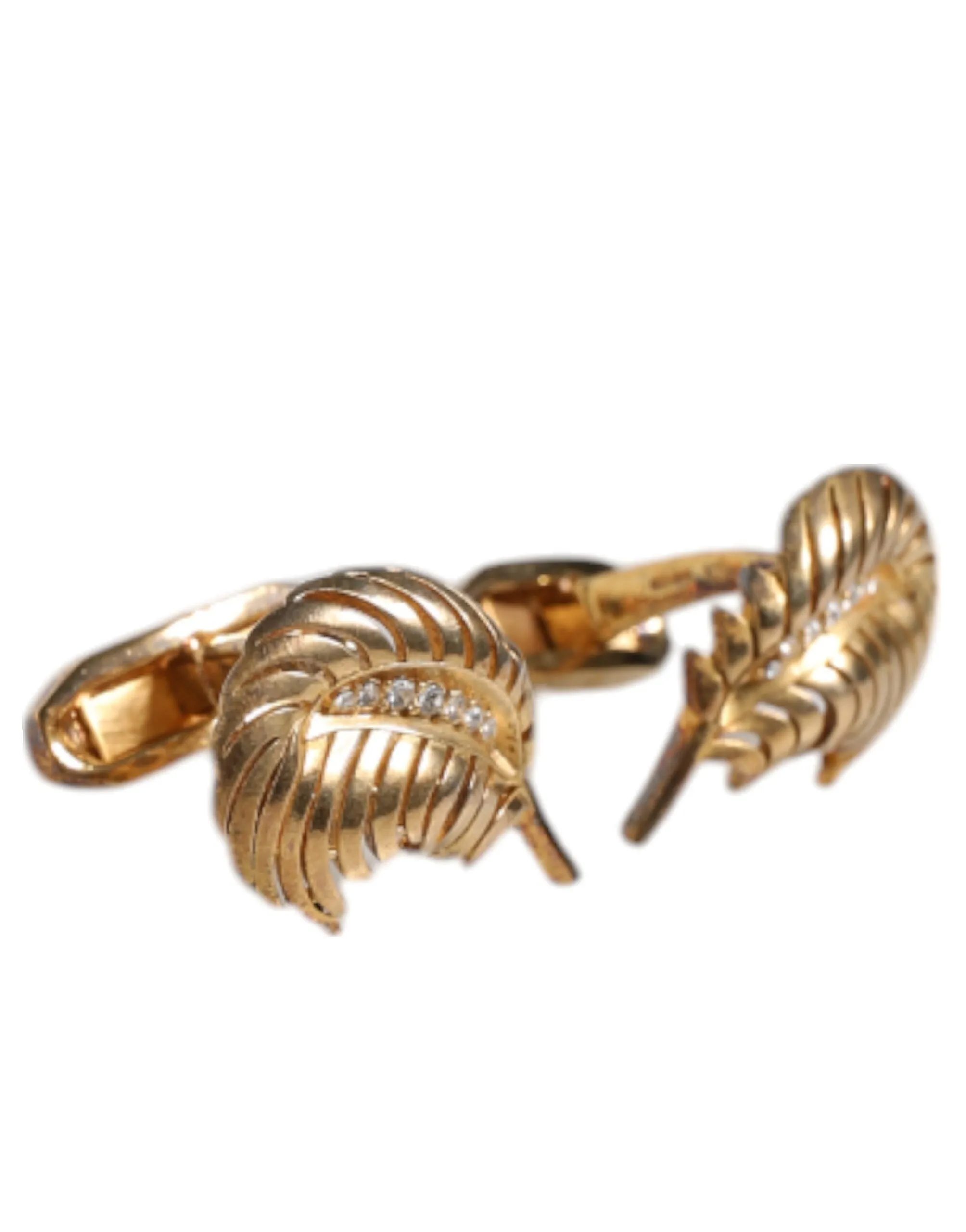 Dolce & Gabbana 925 Sterling Crystal Leaf Accessory Men's Cufflink (Pre-Owned)
