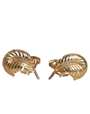 Dolce & Gabbana 925 Sterling Crystal Leaf Accessory Men's Cufflink (Pre-Owned)