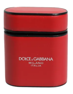 Dolce & Gabbana Calfskin Leather Logo Print Flip Holder Airpods Men's Case