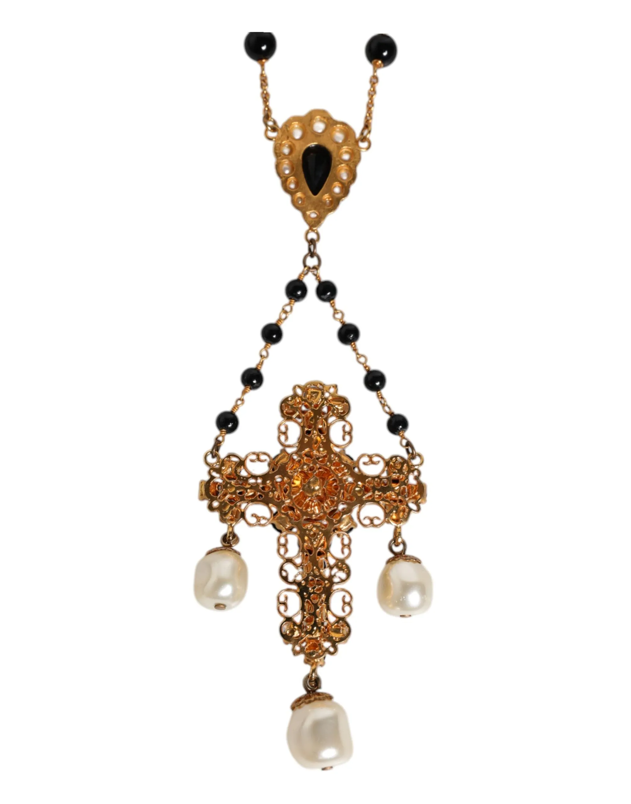 Dolce & Gabbana gold Brass Beaded Chain Rosary Pendant Men's Necklace (Pre-Owned)
