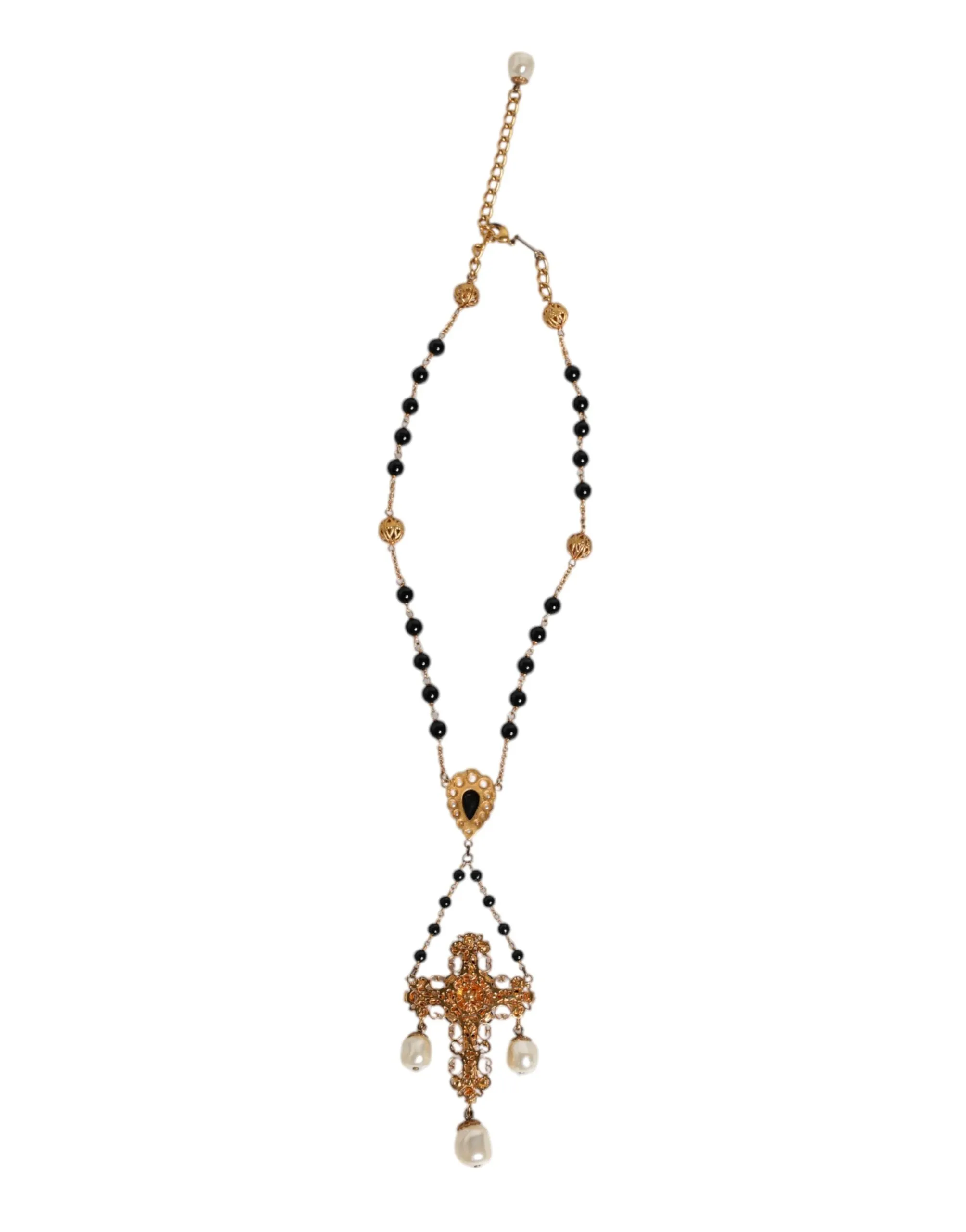 Dolce & Gabbana gold Brass Beaded Chain Rosary Pendant Men's Necklace (Pre-Owned)