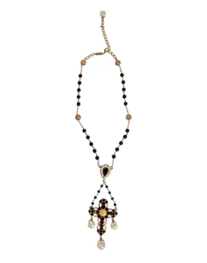 Dolce & Gabbana gold Brass Beaded Chain Rosary Pendant Men's Necklace (Pre-Owned)