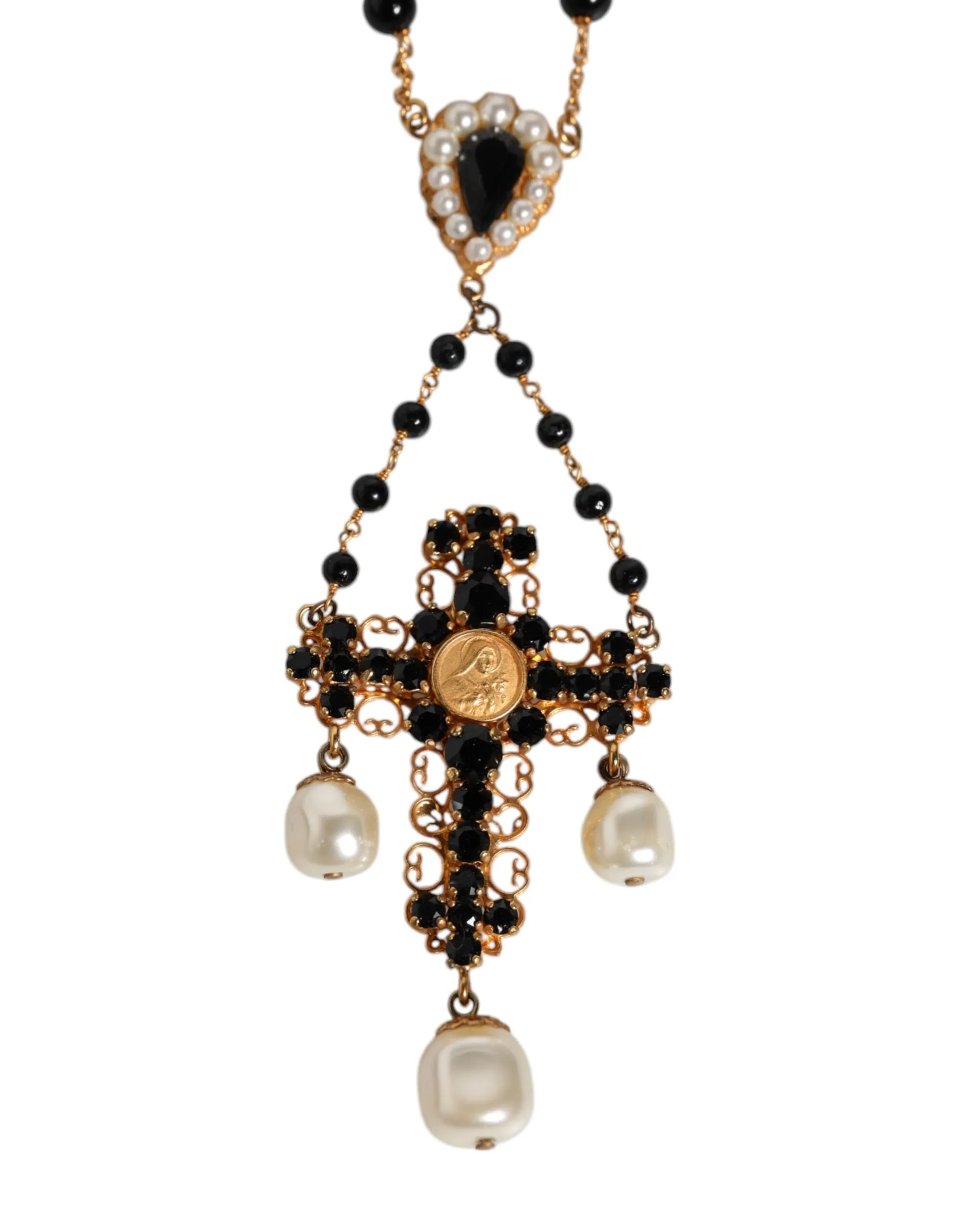 Dolce & Gabbana gold Brass Beaded Chain Rosary Pendant Men's Necklace (Pre-Owned)
