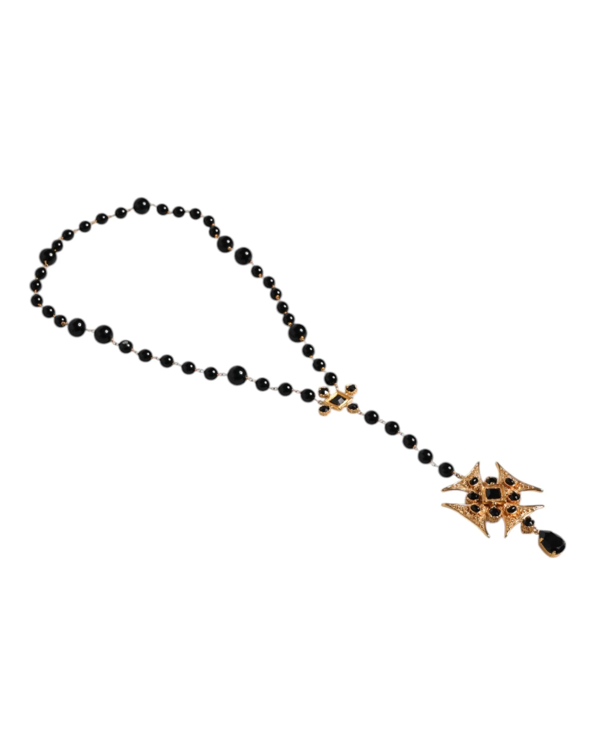 Dolce & Gabbana gold Brass Beaded Chain Rosary Pendant Men's Necklace