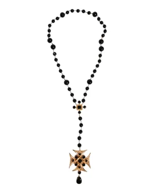 Dolce & Gabbana gold Brass Beaded Chain Rosary Pendant Men's Necklace