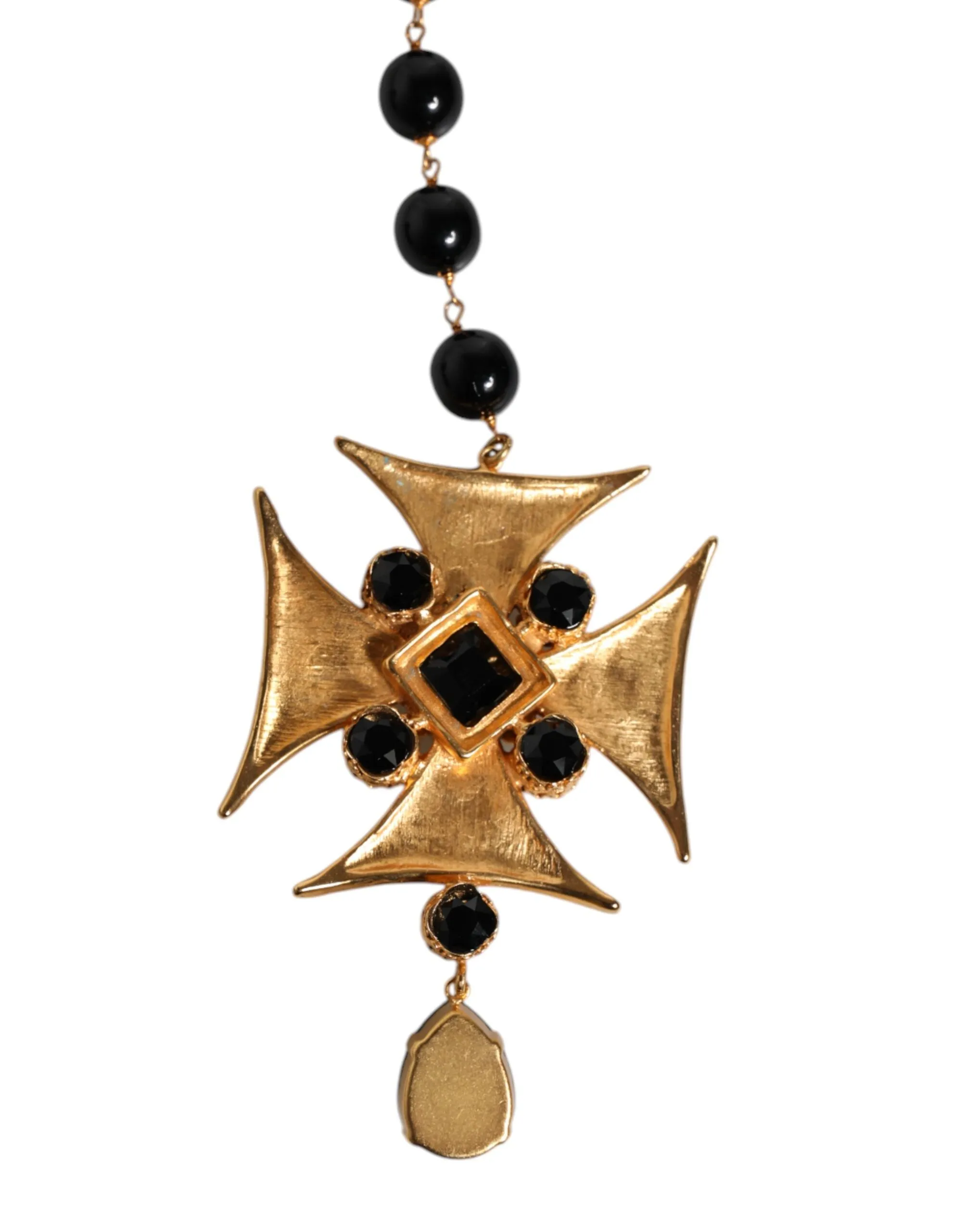 Dolce & Gabbana gold Brass Beaded Chain Rosary Pendant Men's Necklace