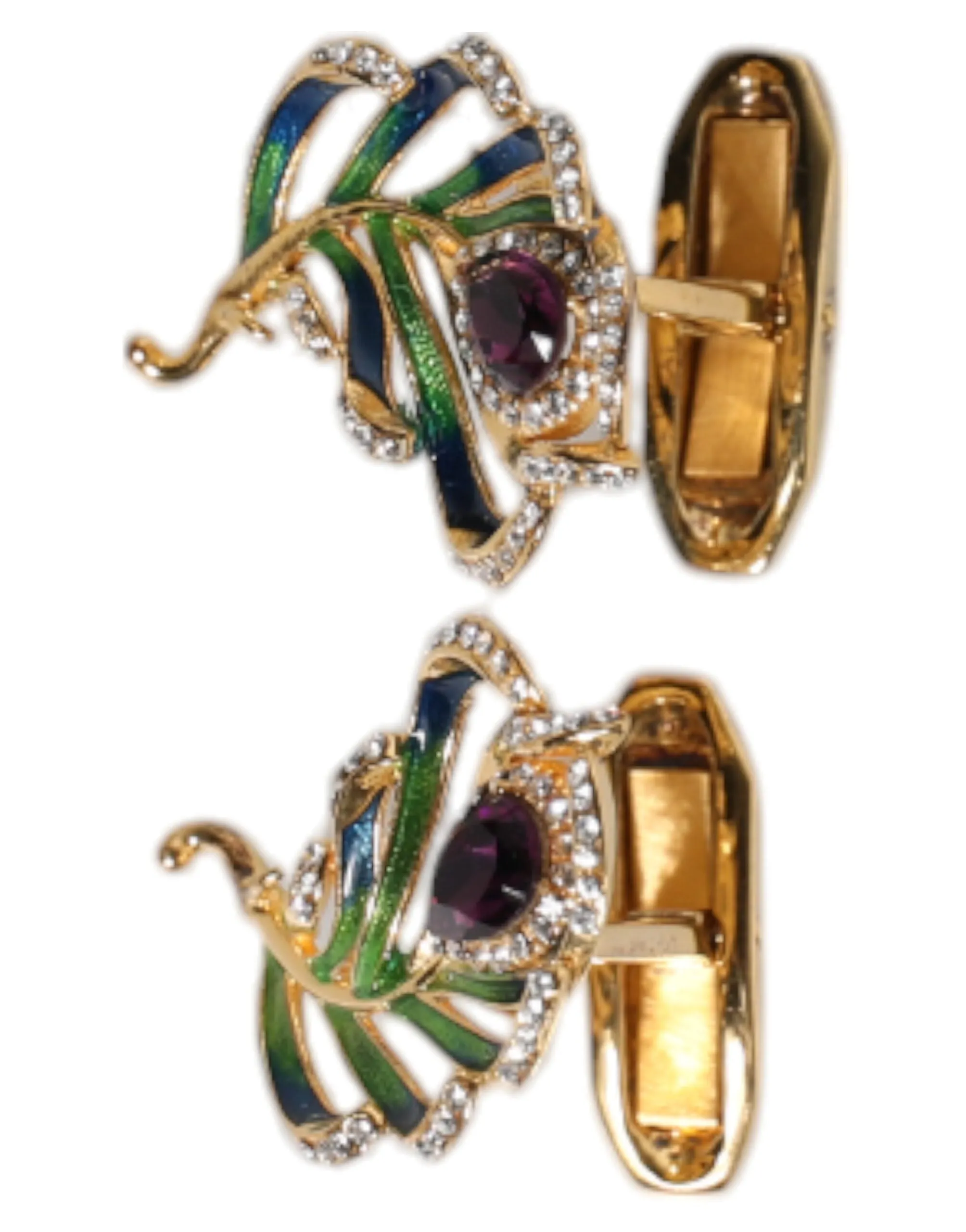 Dolce & Gabbana multi Peacock Feathers 925 Sterling Men's Cufflink