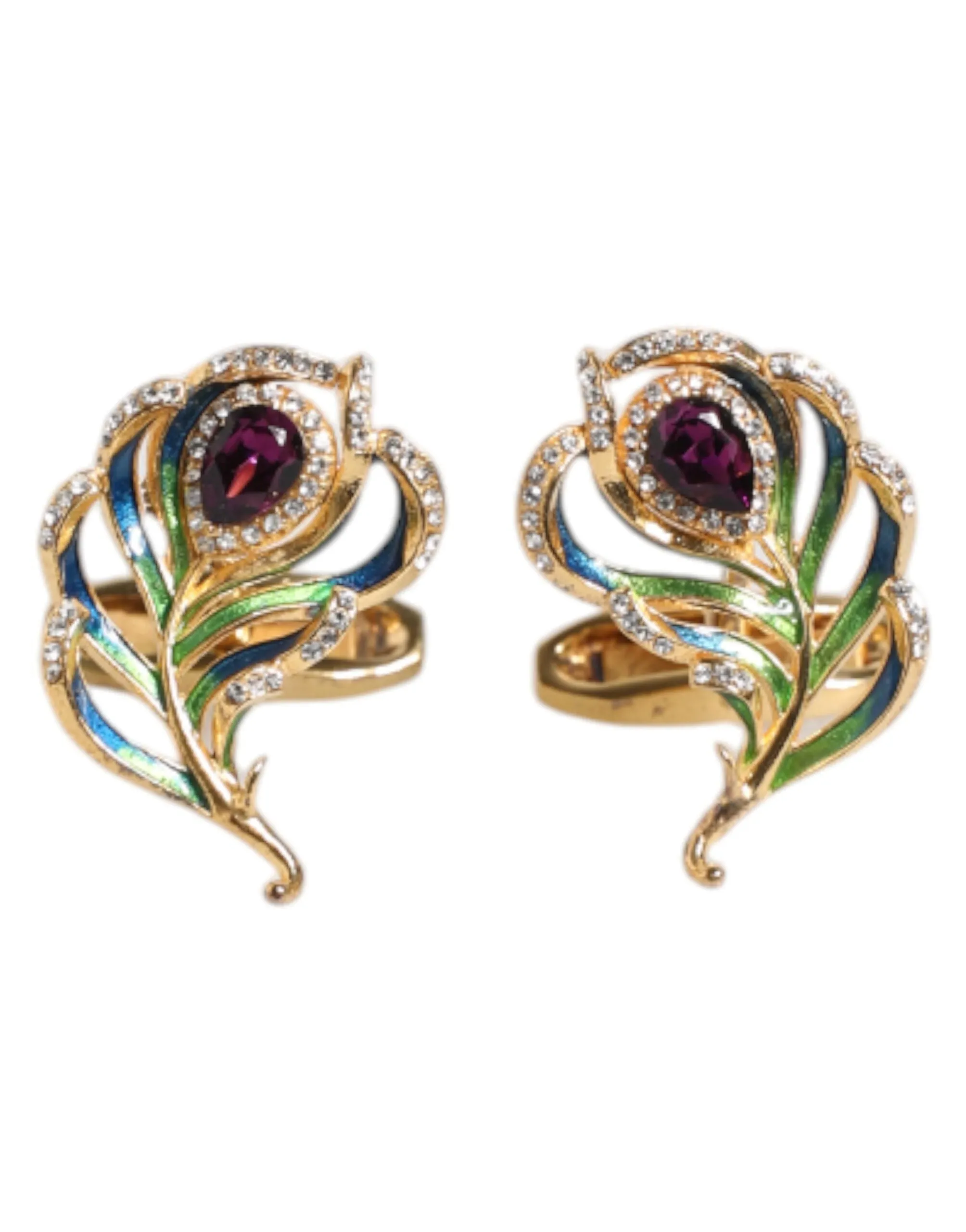 Dolce & Gabbana multi Peacock Feathers 925 Sterling Men's Cufflink