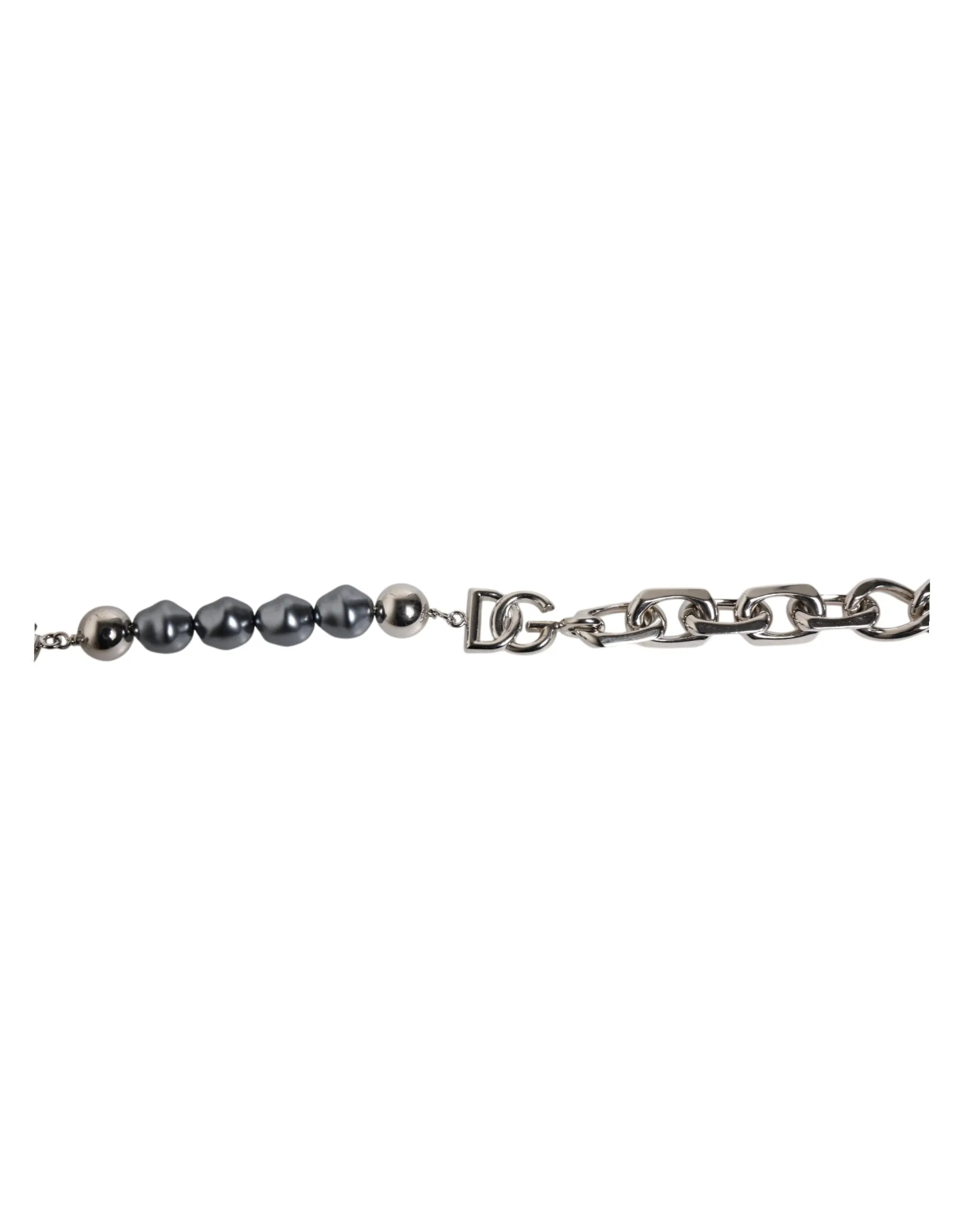 Dolce & Gabbana Tone Chain Lobster Clasp Logo Pearls Men's Bracelet
