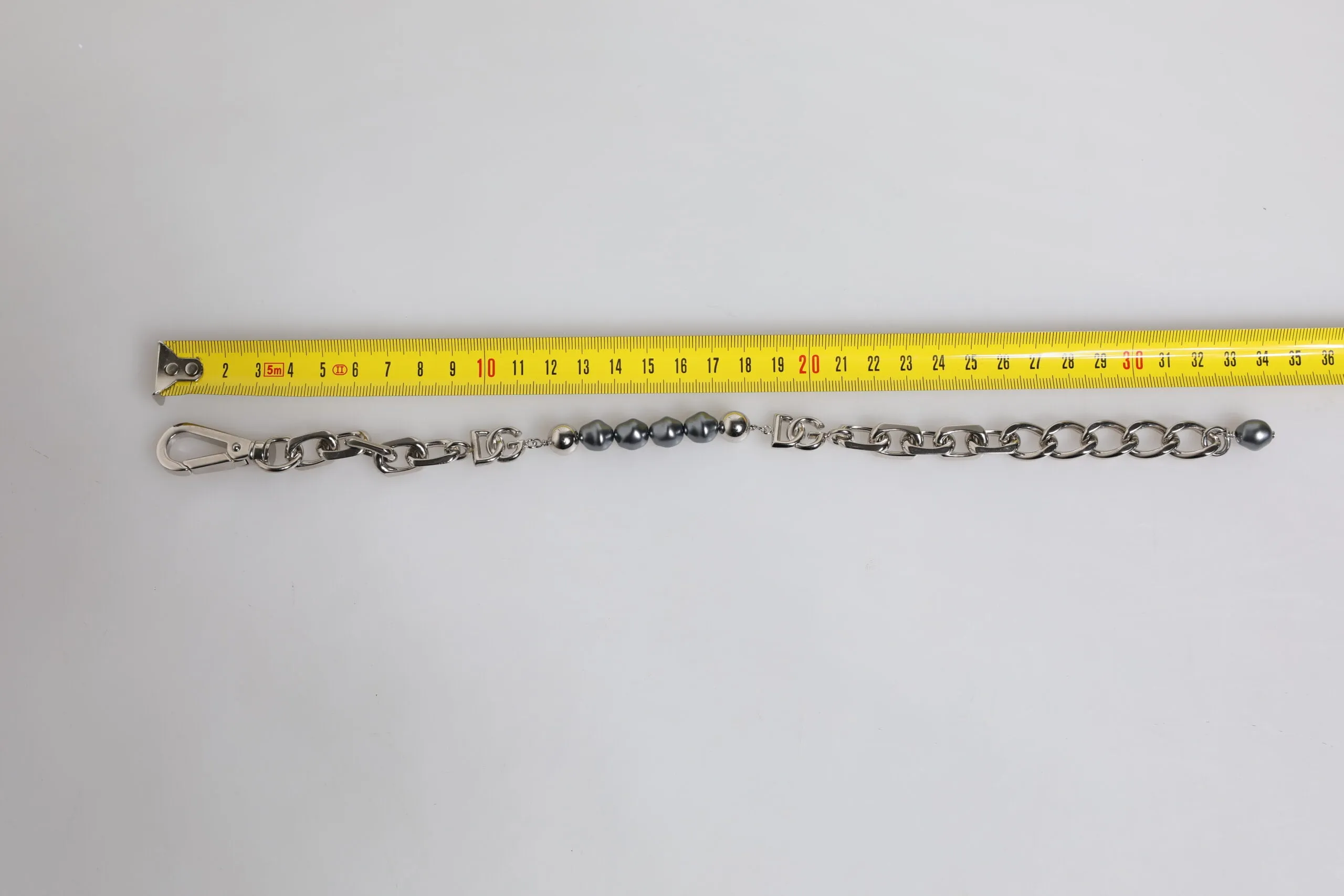 Dolce & Gabbana Tone Chain Lobster Clasp Logo Pearls Men's Bracelet
