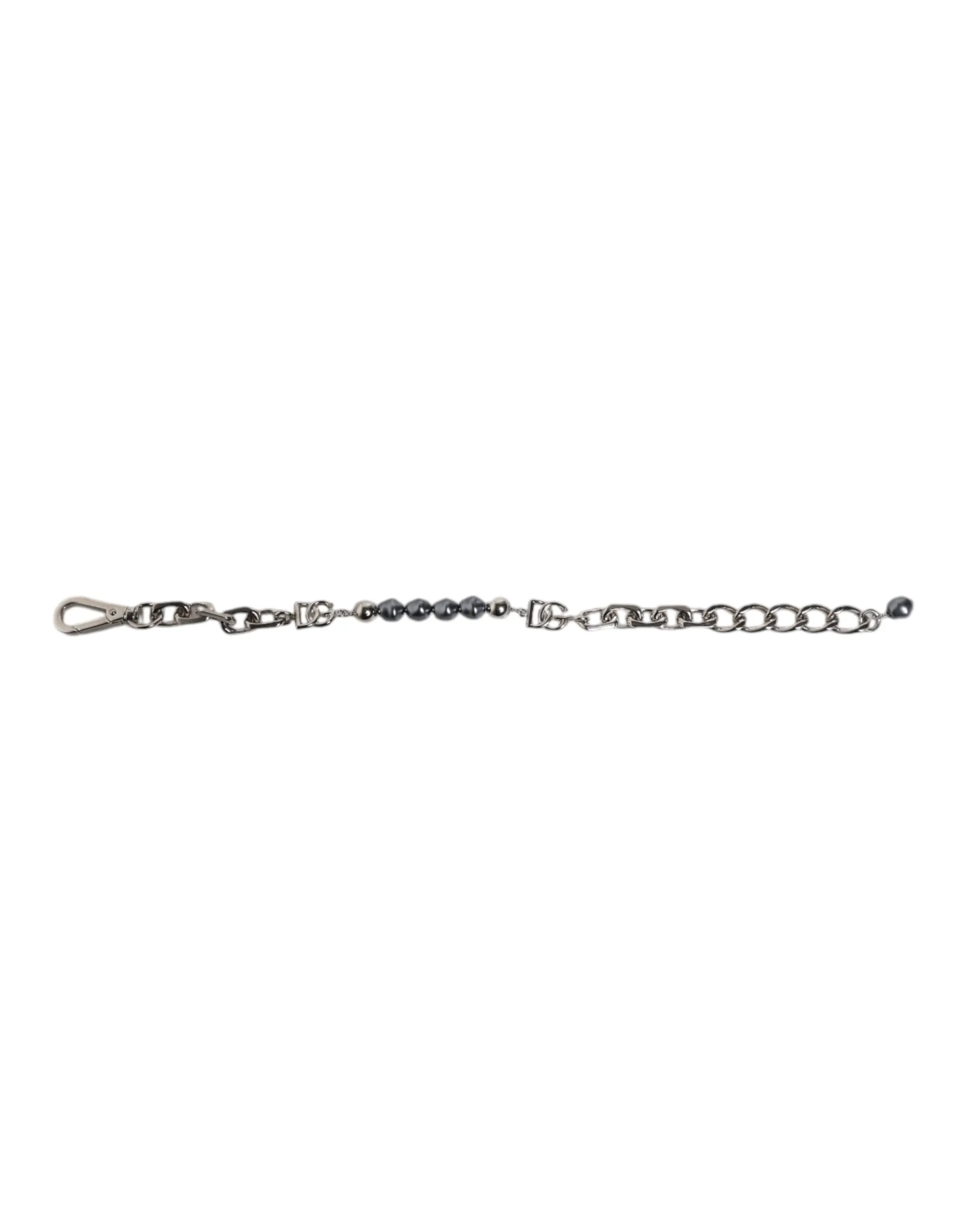 Dolce & Gabbana Tone Chain Lobster Clasp Logo Pearls Men's Bracelet