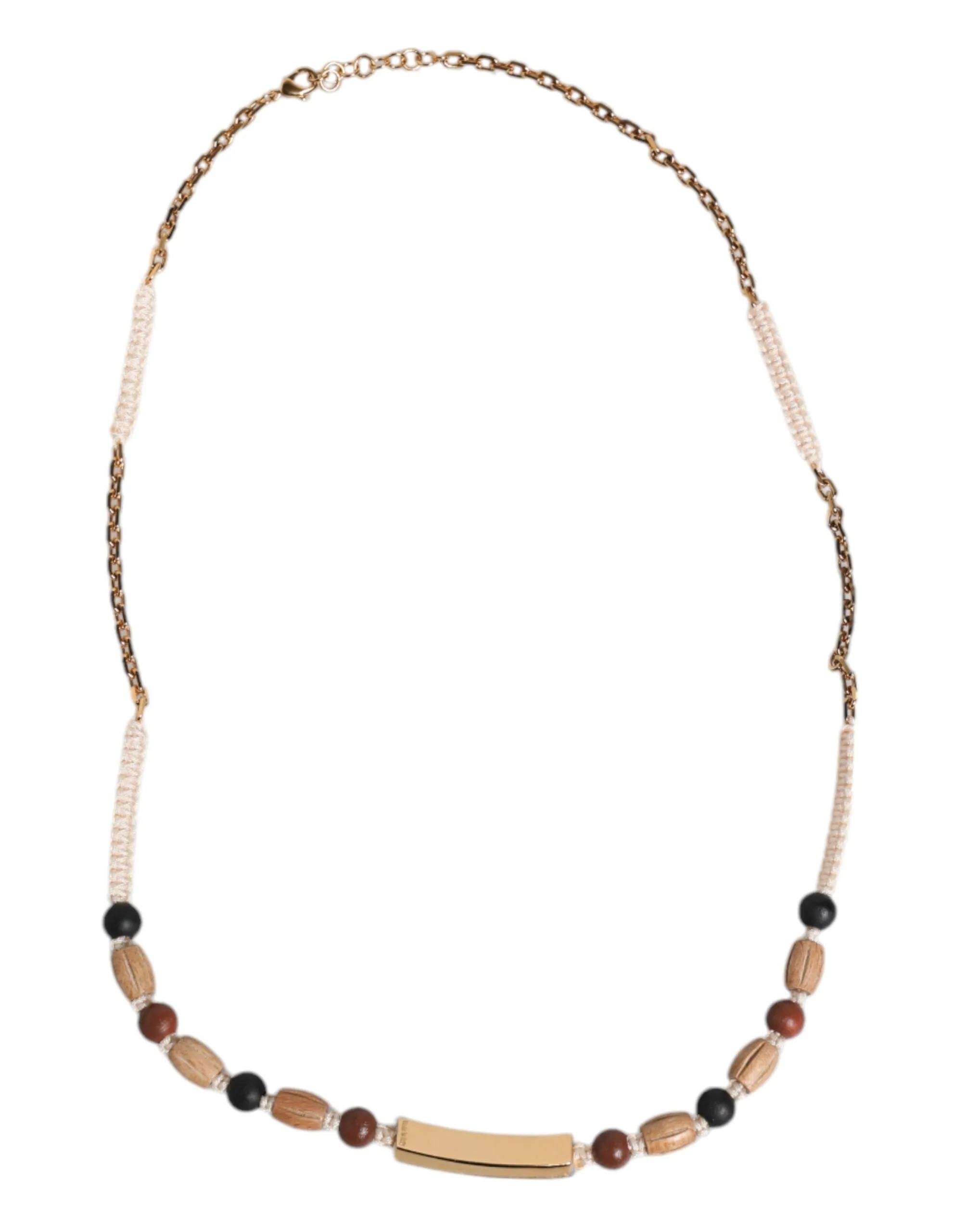 Dolce & Gabbana  Wooden Beaded Logo Pendant Men's Necklace