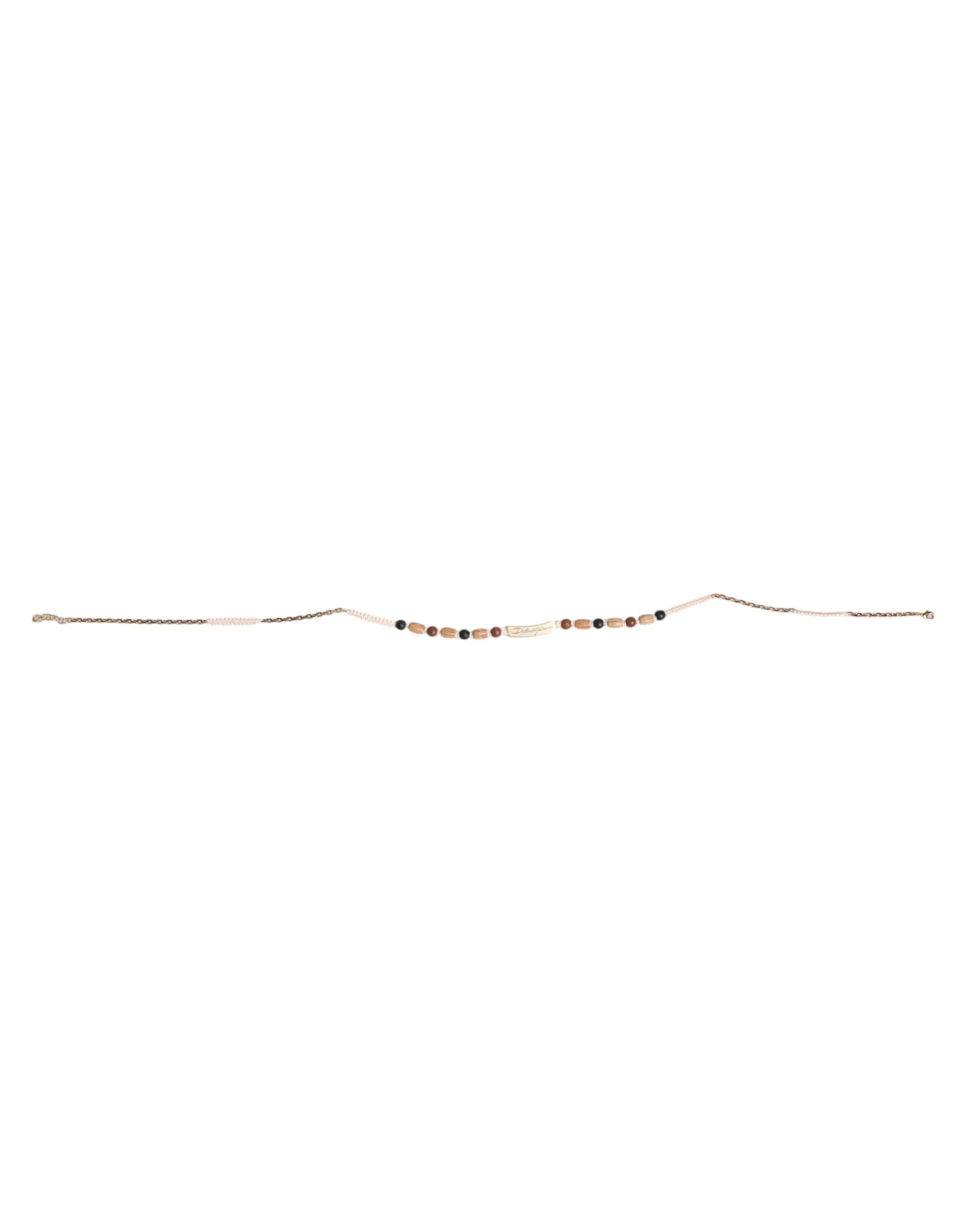 Dolce & Gabbana  Wooden Beaded Logo Pendant Men's Necklace
