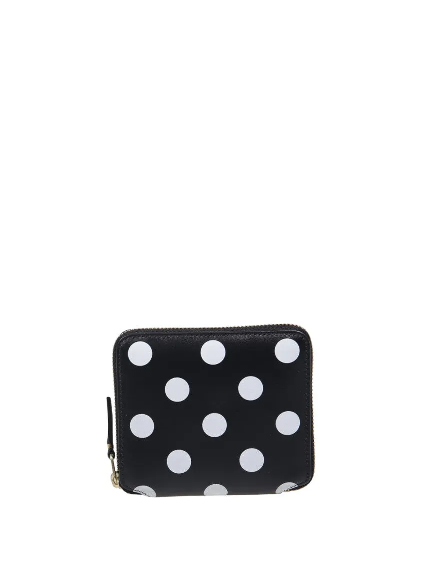 Dots Printed Small Zip Around Wallet