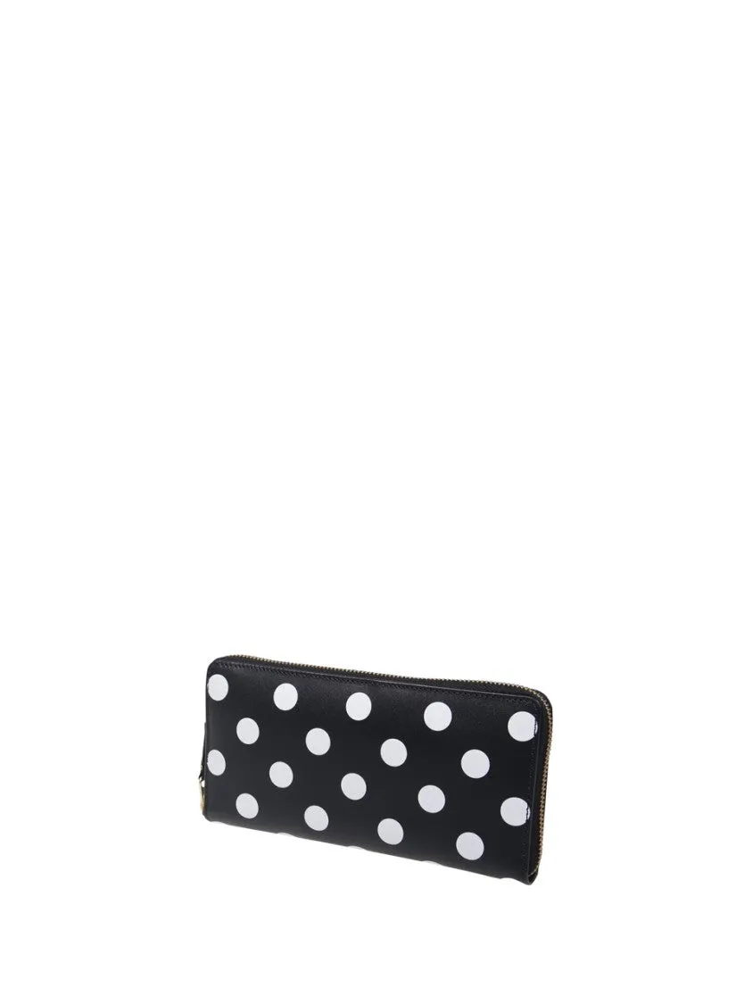 Dots Printed Zip Around Wallet