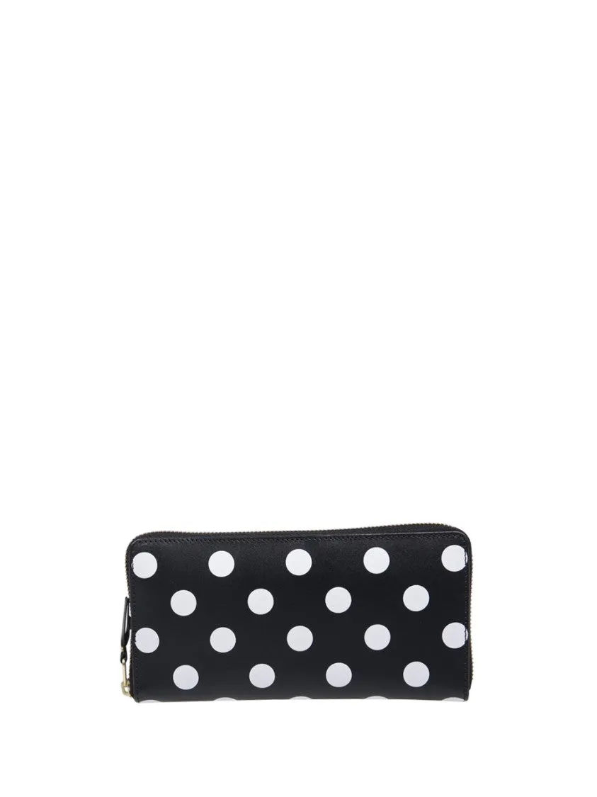Dots Printed Zip Around Wallet