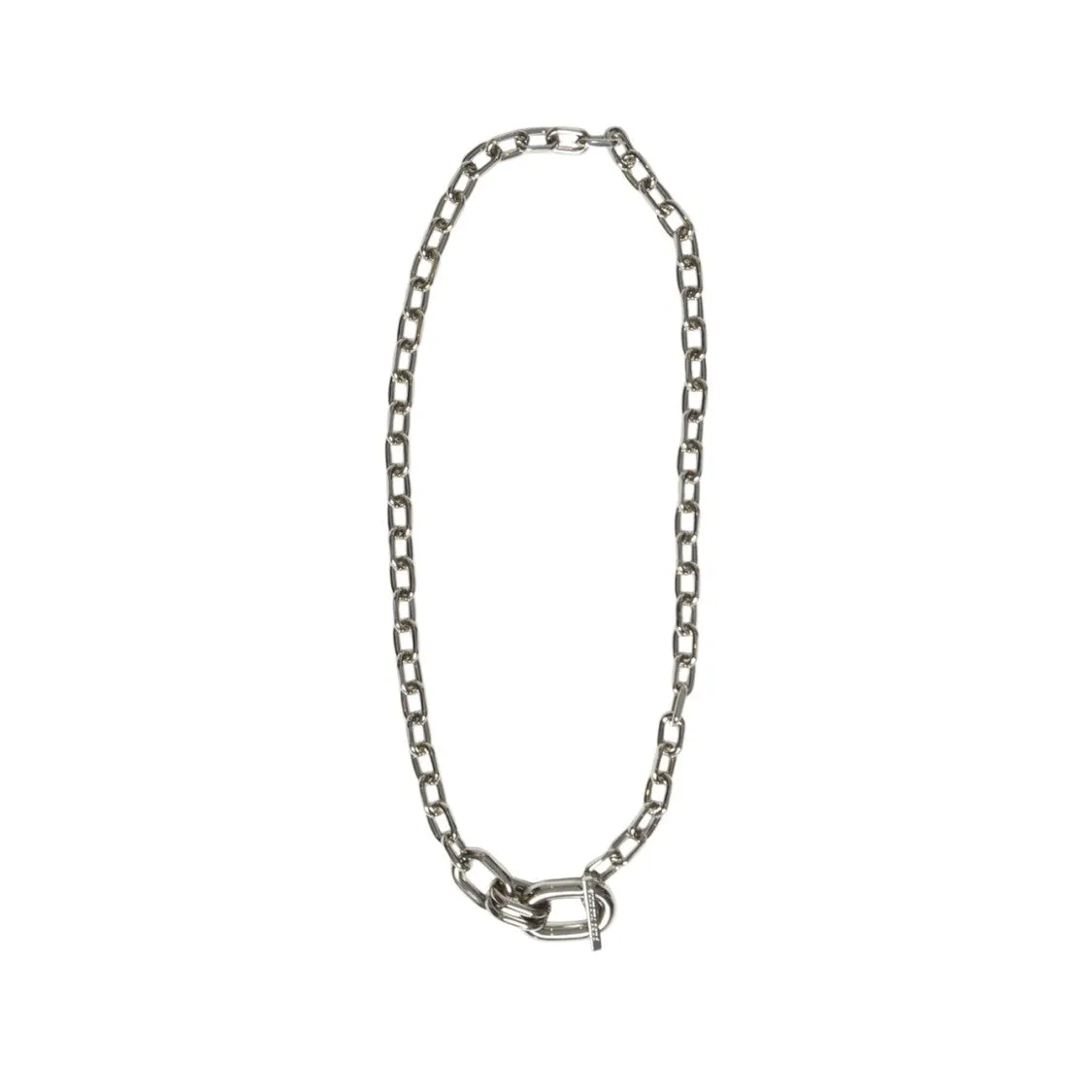 Extended Chain-Link Necklace With Silver Pendant