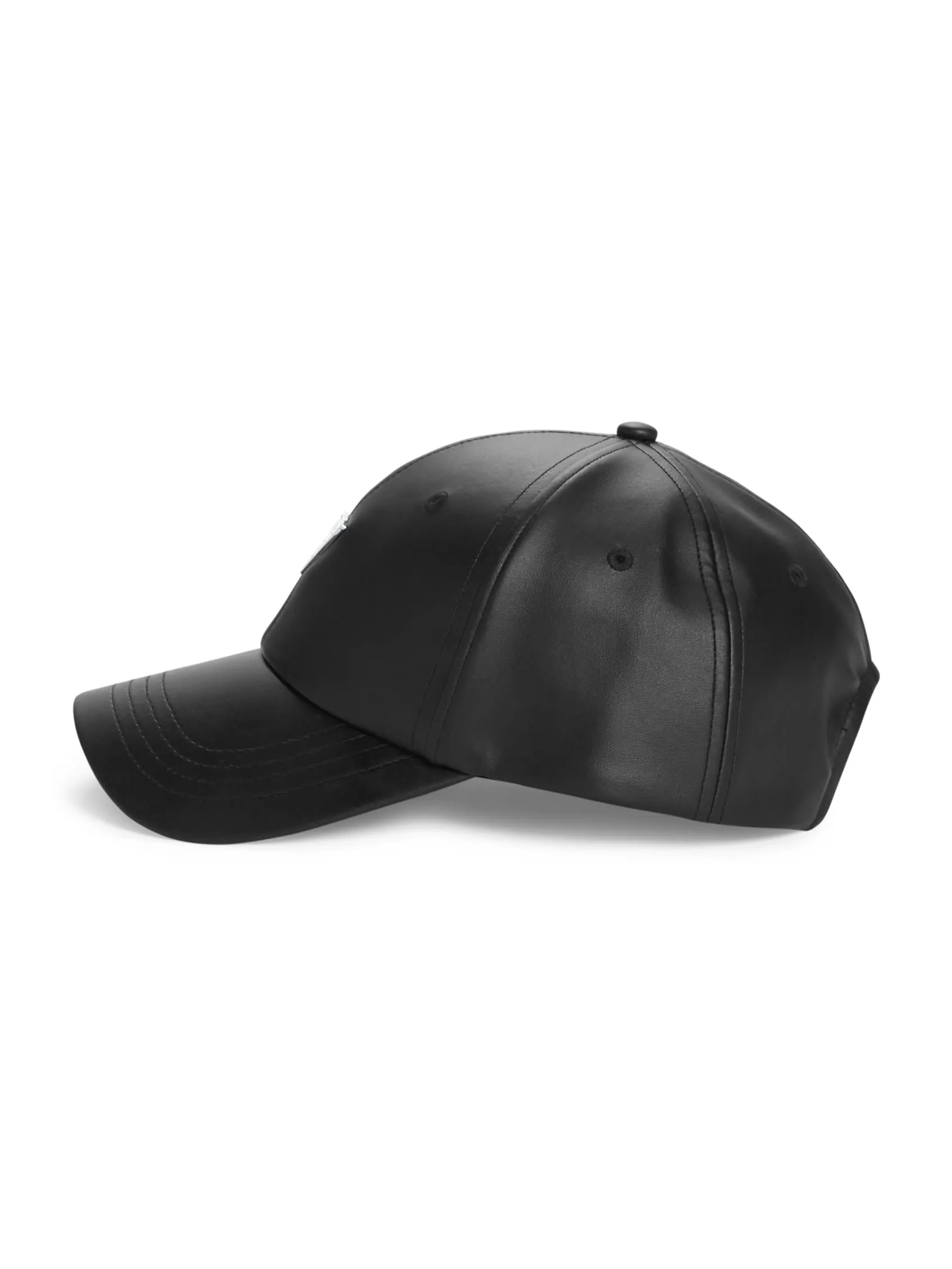 Faux-Leather Logo Emblem Baseball Hat