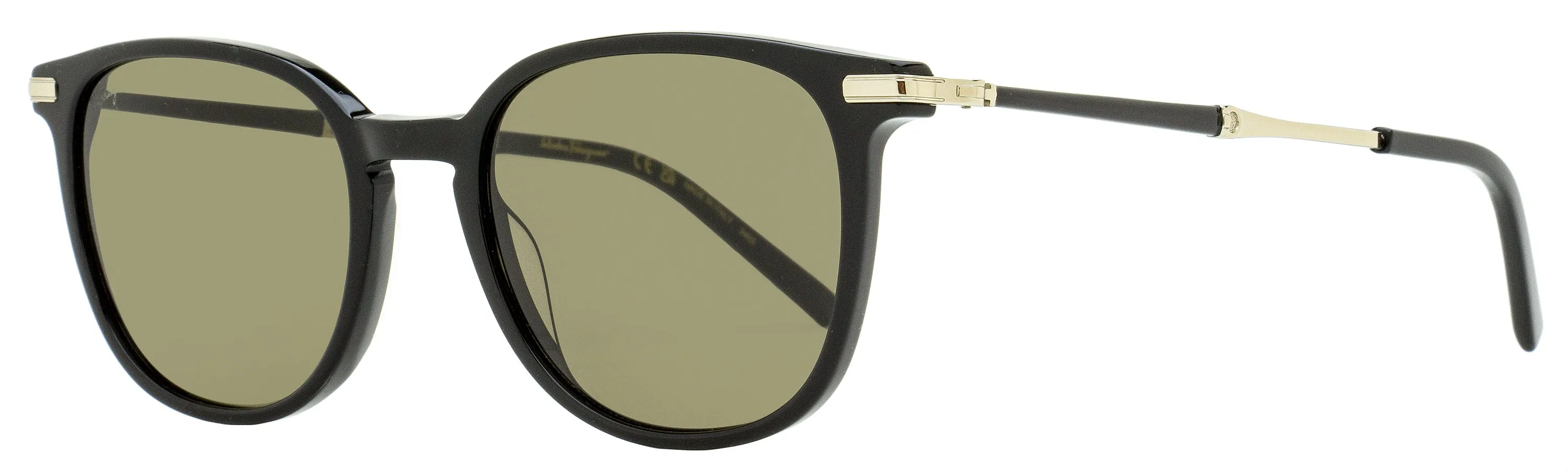 Ferragamo Men's Oval Sunglasses SF1015S 001 Black 52mm