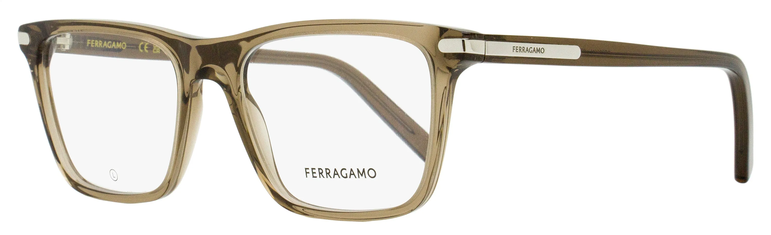 Ferragamo Men's Rectangular Eyeglasses SF2959N 278 Transparent Sand 55mm