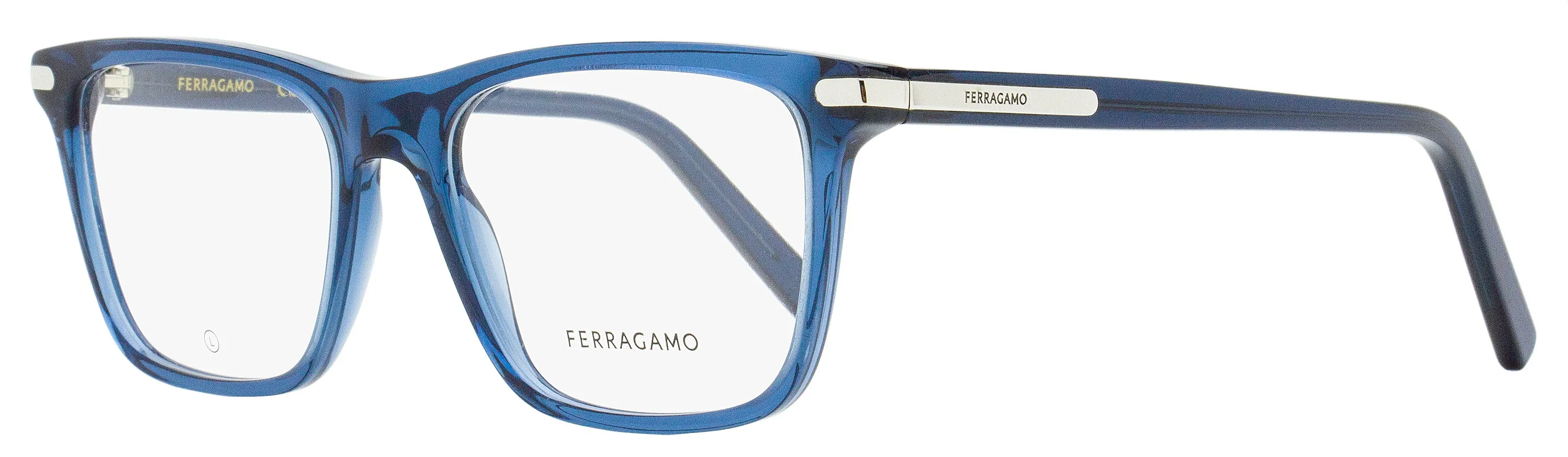 Ferragamo Men's Rectangular Eyeglasses SF2959N 414 Crystal Navy Blue 55mm
