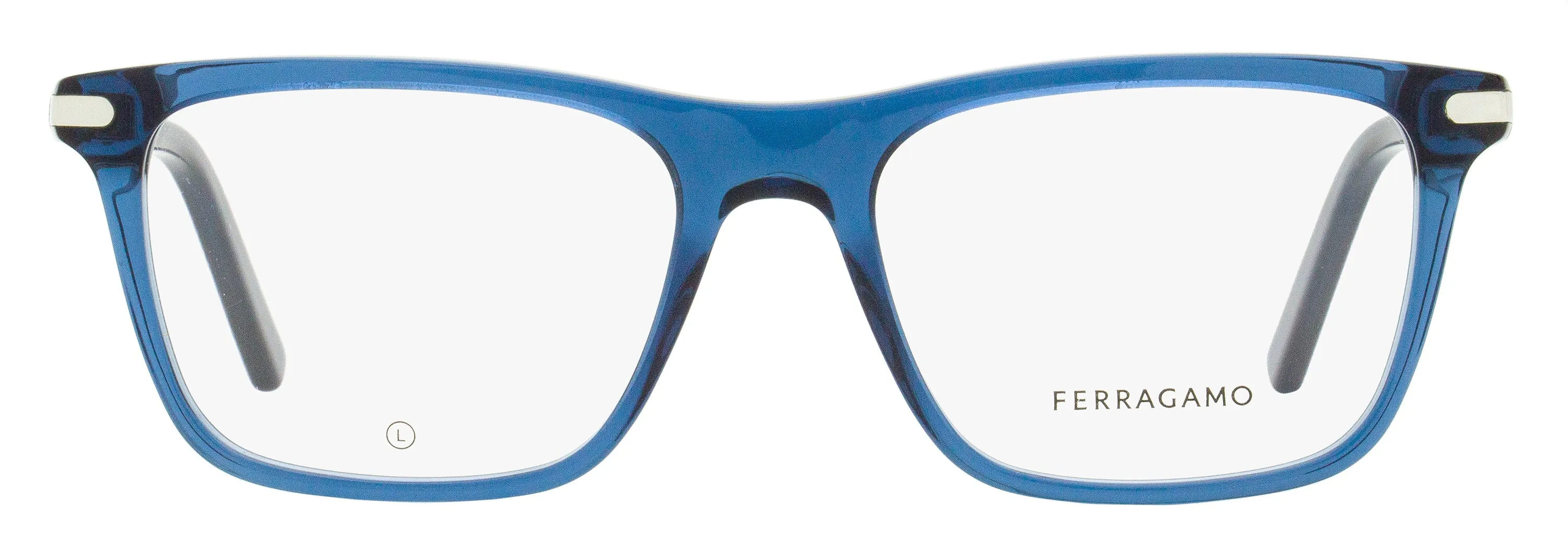 Ferragamo Men's Rectangular Eyeglasses SF2959N 414 Crystal Navy Blue 55mm