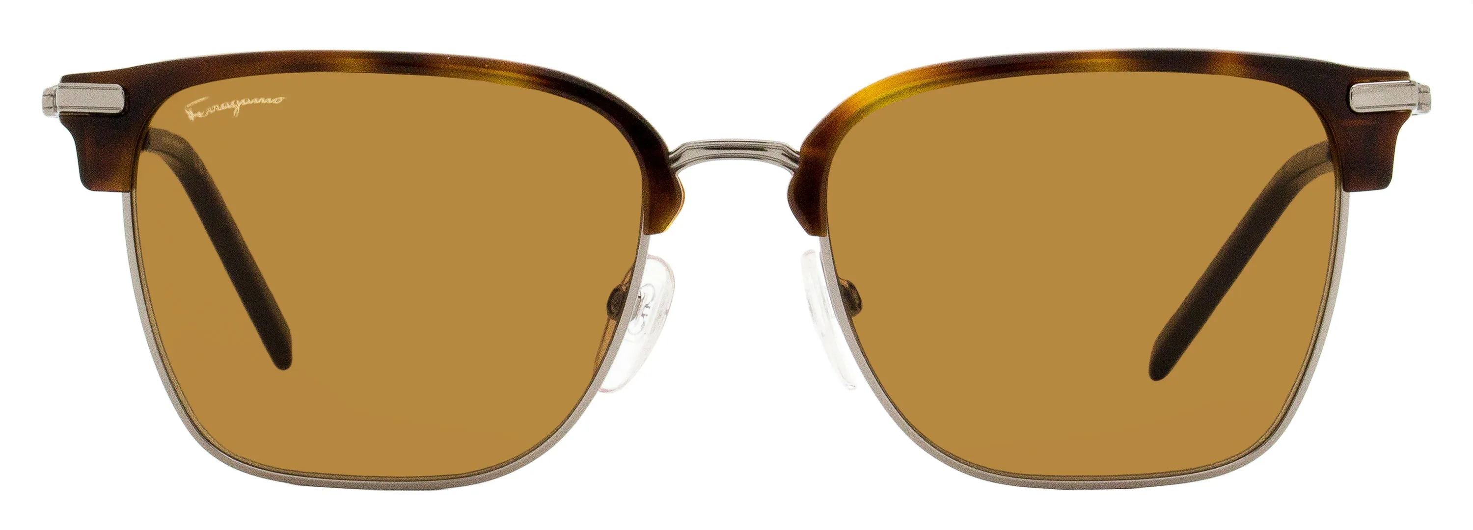 Ferragamo Men's Rectangular Sunglasses SF227S 085 Ruthenium/Tortoise 53mm