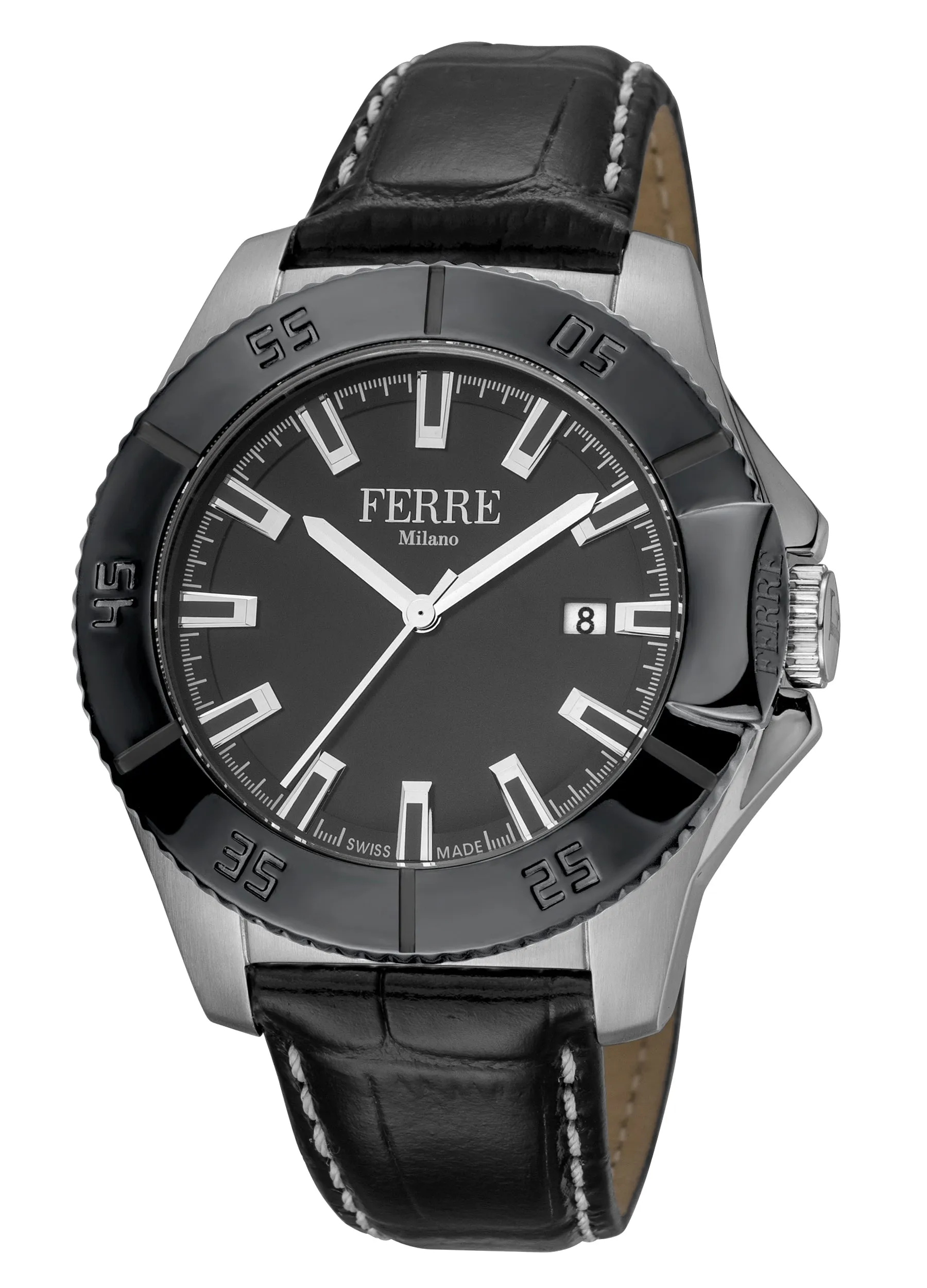 Ferre Milano  Men's White MOP Dial Calfskin Leather Watch