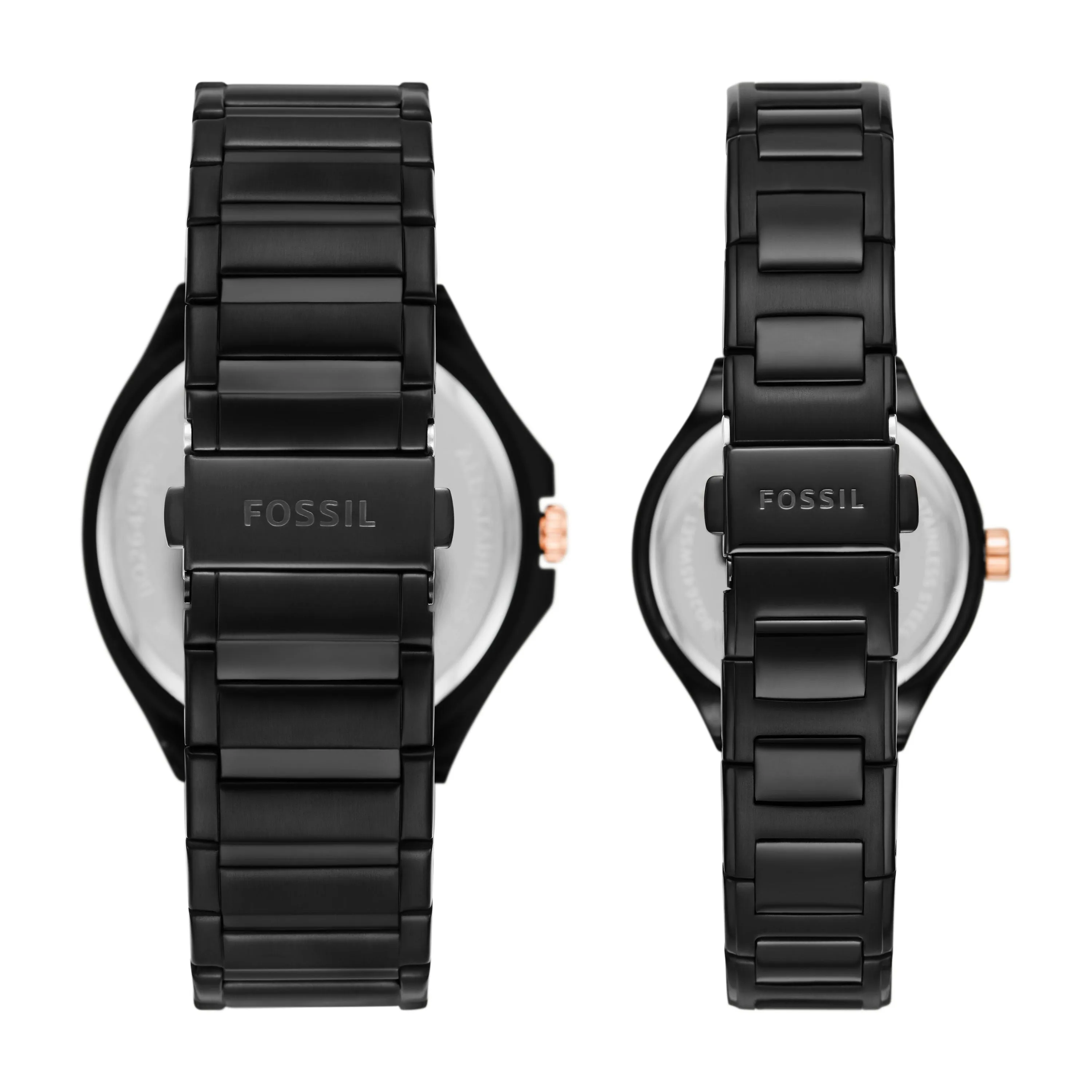 Fossil Men's Evanston Multifunction, Black-Tone Stainless Steel Watch Set