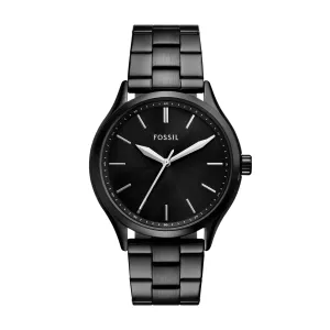Fossil Men's Fenmore Three-Hand, Black Stainless Steel Watch