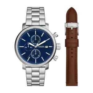 Fossil Men's Rhett Multifunction, Stainless Steel Watch and Strap Set