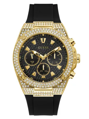 Gold-Tone Rhinestone Multifunction Watch