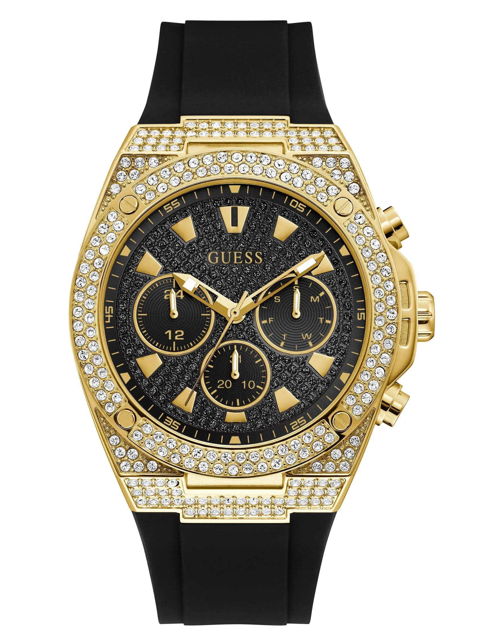 Gold-Tone Rhinestone Multifunction Watch
