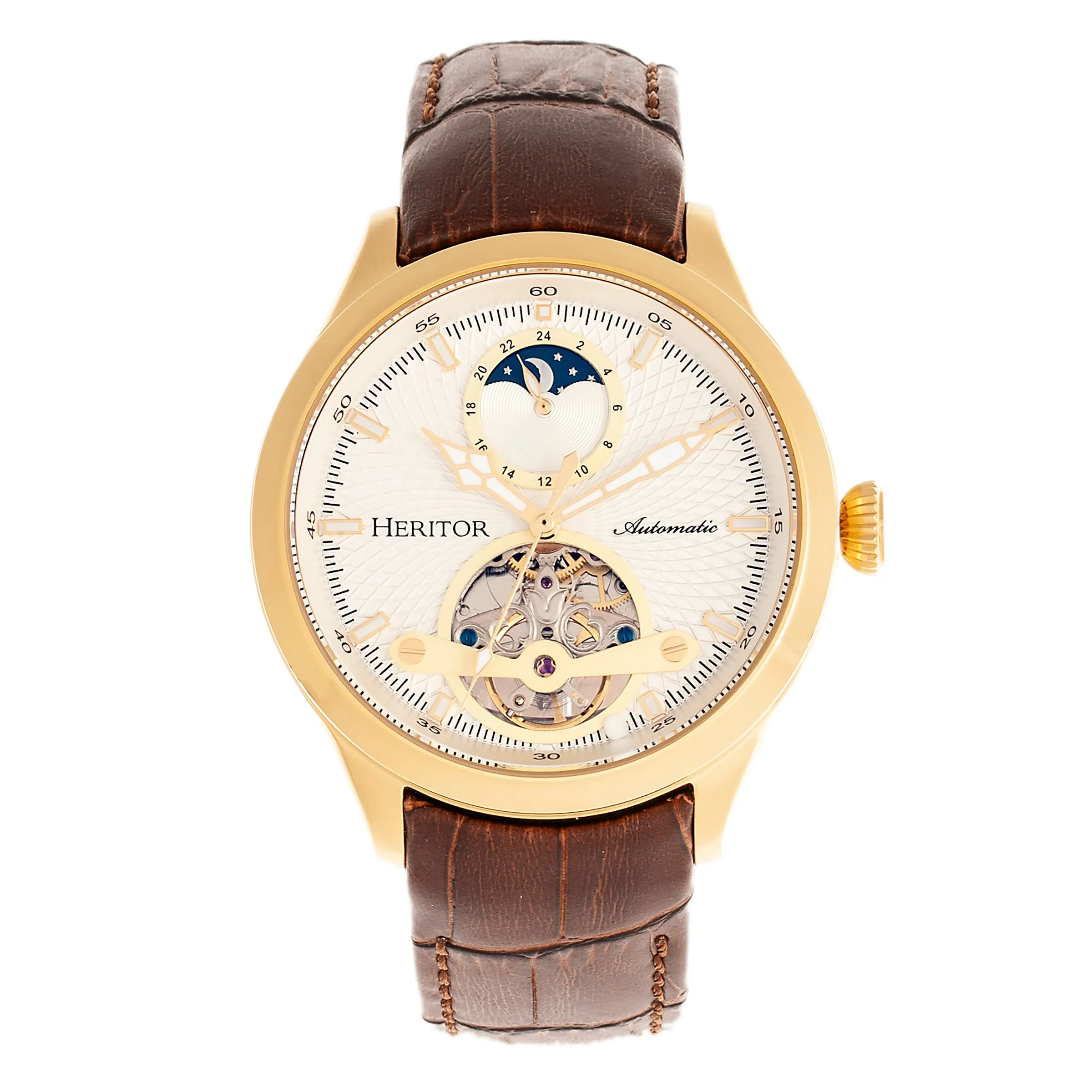 Gregory Semi-Skeleton Leather-Band Watch