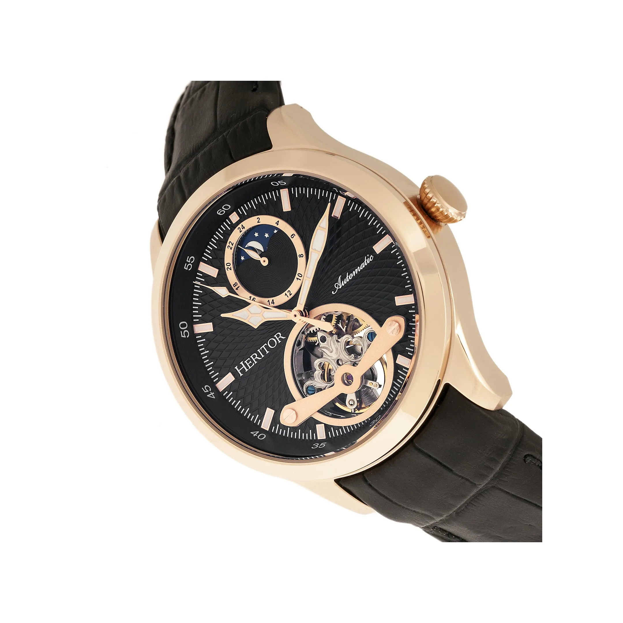 Gregory Semi-Skeleton Leather-Band Watch