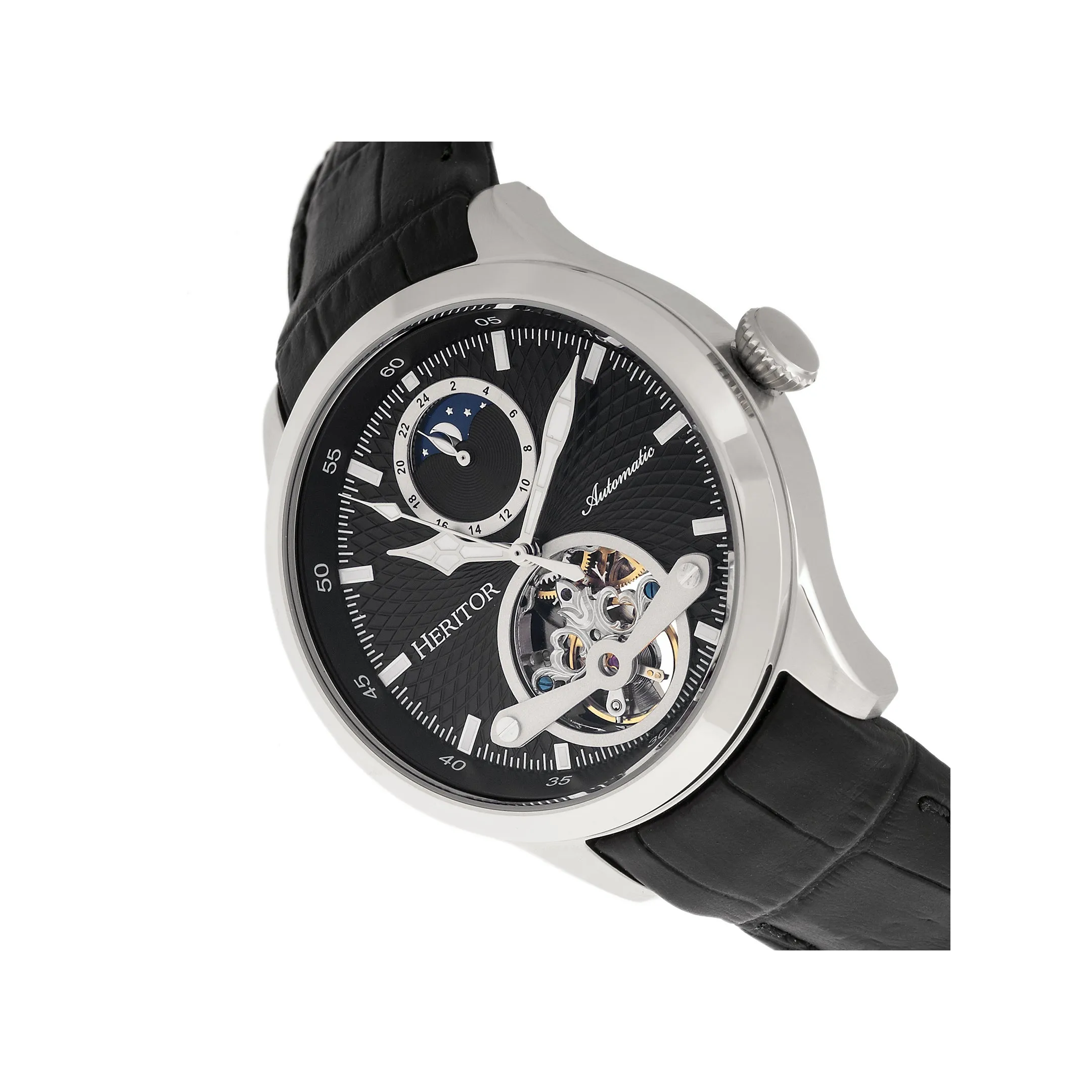 Gregory Semi-Skeleton Leather-Band Watch