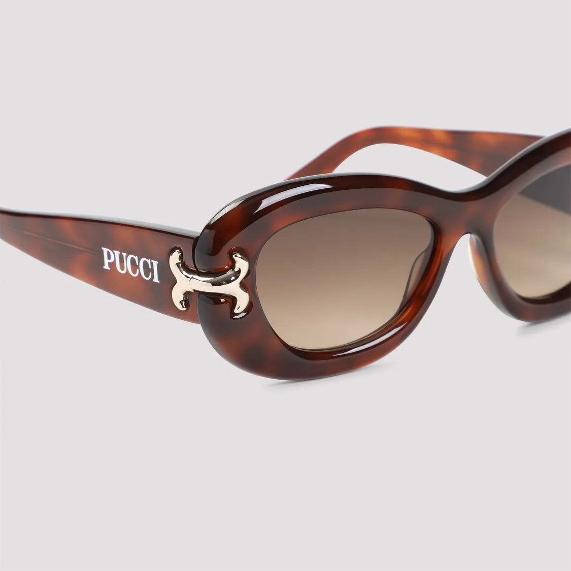 Havana Brown Oval Acetate Sunglasses
