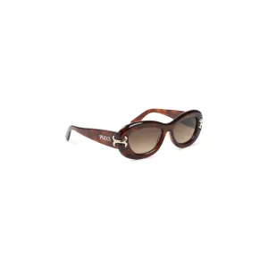 Havana Brown Oval Acetate Sunglasses