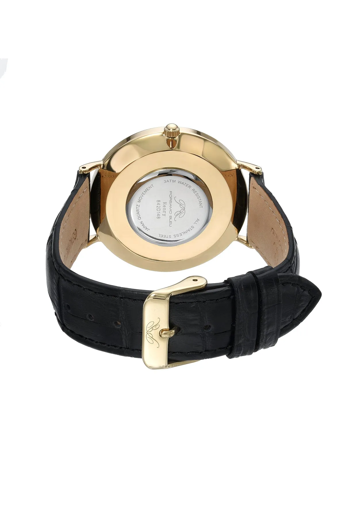 Henry Men's Leather Gold and Black Watch